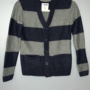 77kids by American Eagle Sweater Youth Large 12 Blue Gray Striped Cardigan Soft